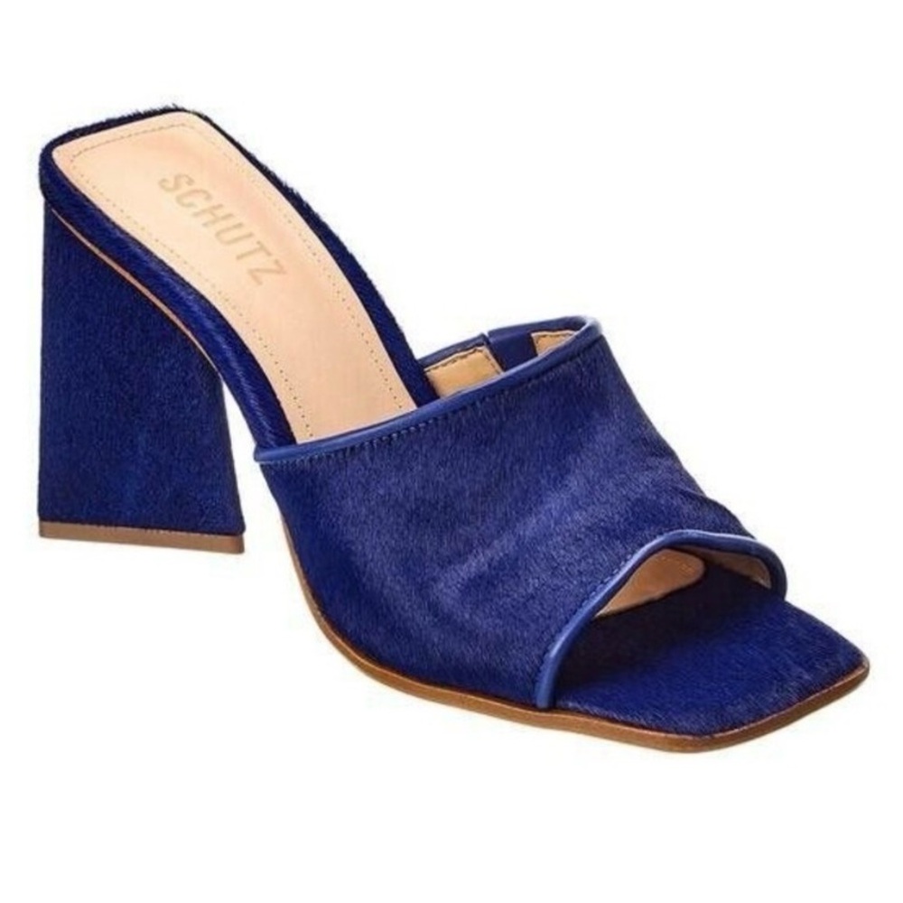 SCHUTZ  Dk Royal Blue Block Heel Mule Sz 9 New